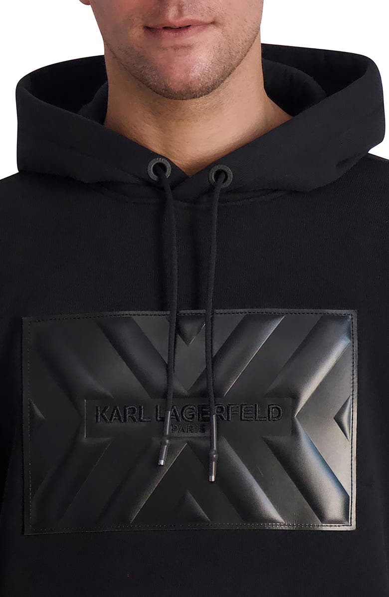 KARL LAGERFELD PARIS Logo Patch Hoodie, Alternate, color, 