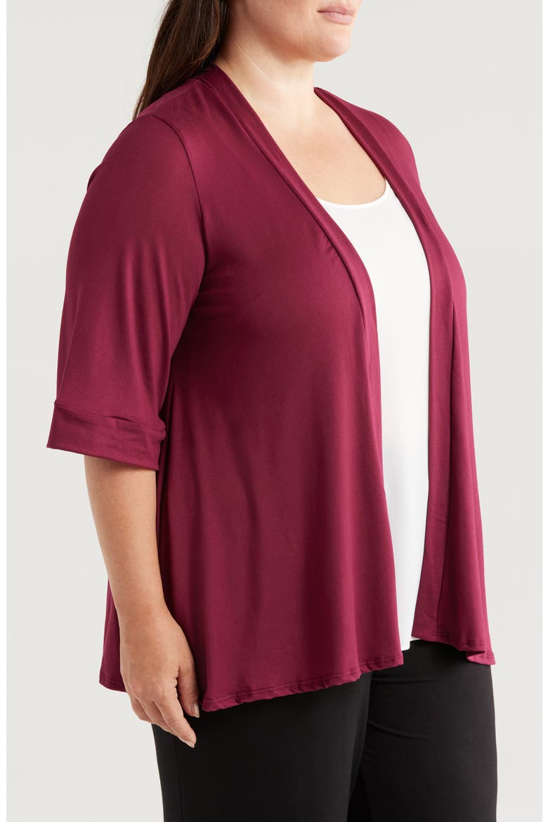 Open Front Cardigan, Alternate, color, WINE