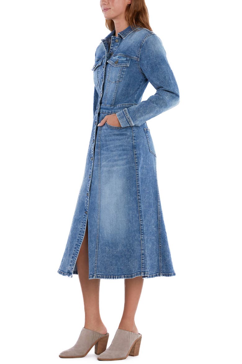 Amalie Long Sleeve Denim Dress, Alternate, color, RETRO BLUE