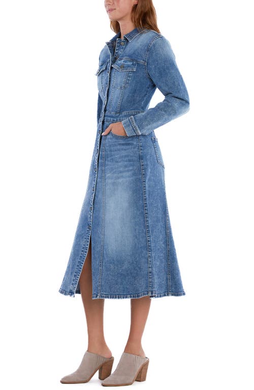 Wash Lab Denim Amalie Long Sleeve Denim Dress In Retro Blue