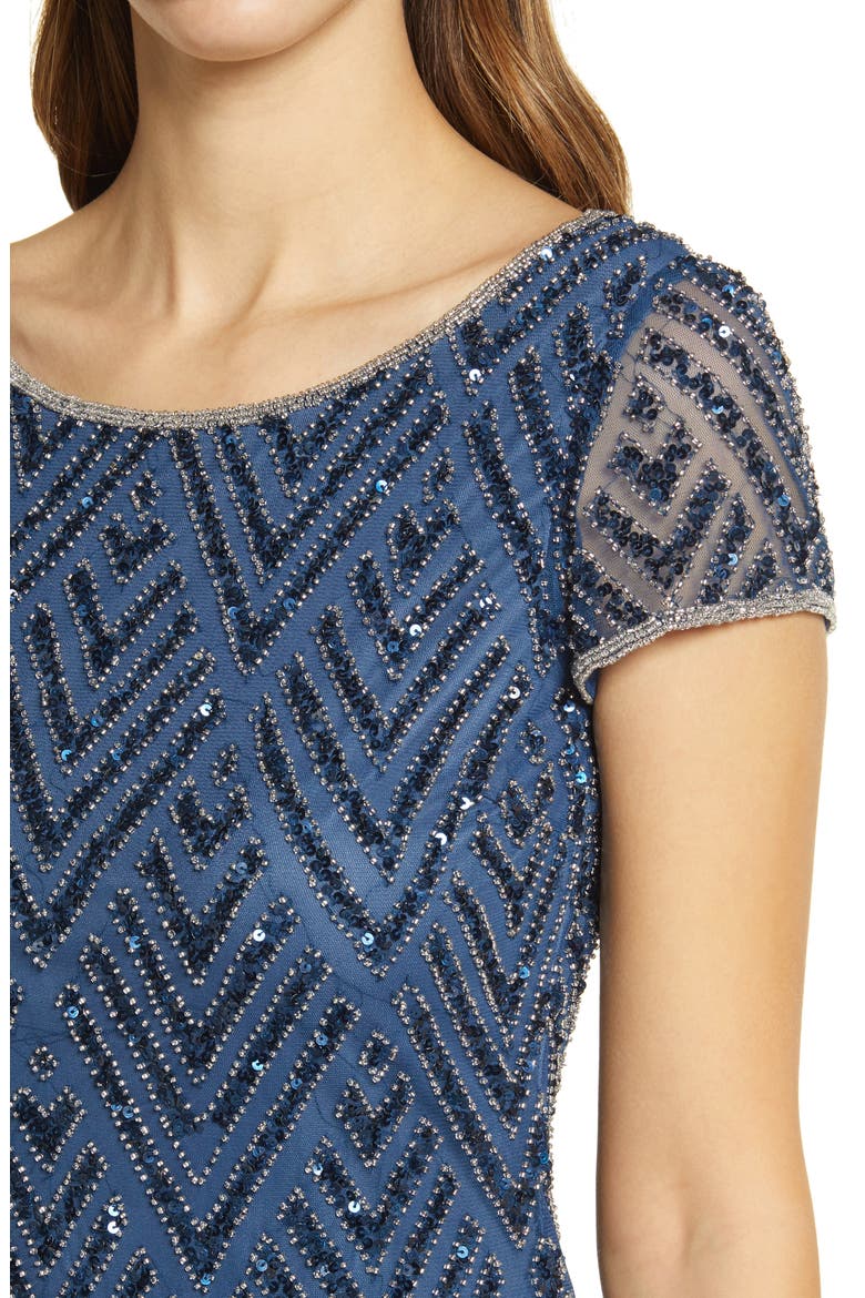 Chevron Sequin Sheath Dress, Alternate, color, BLUE
