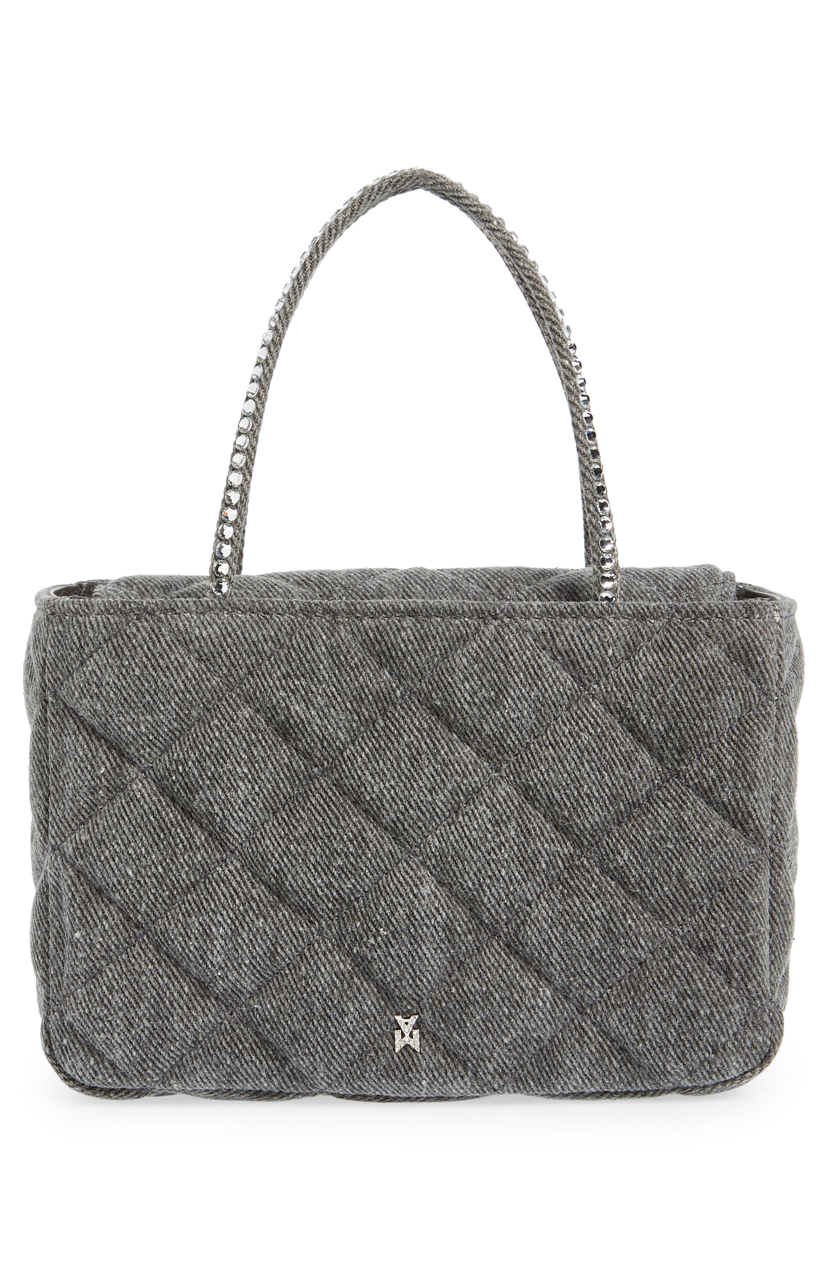 Amina Muaddi Amini Betty Quilted Satin Top Handle Bag, Alternate, color, 