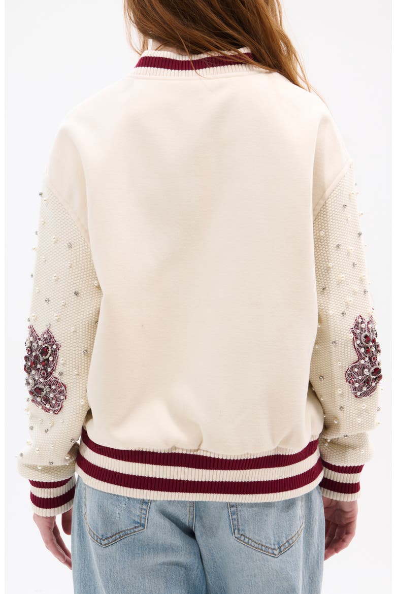 Crystal 13 Logo Bomber Jacket, Alternate, color, CREAM MULTI