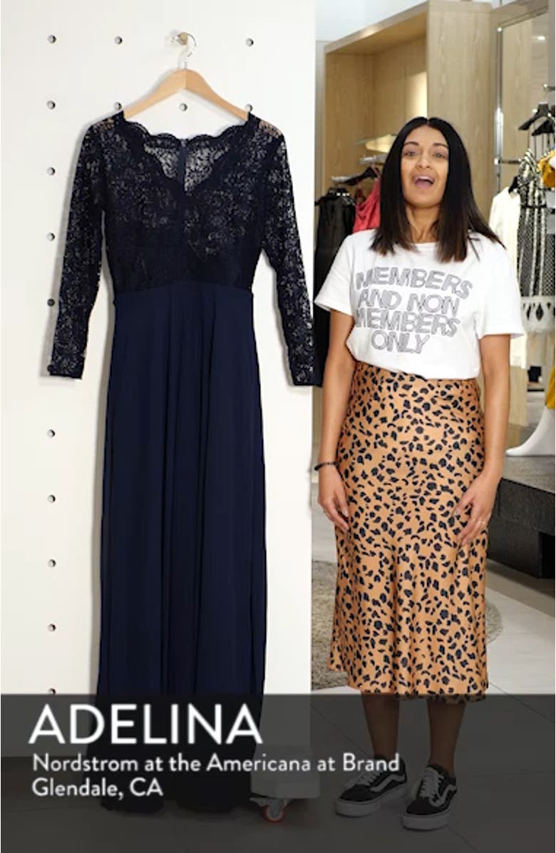 Long Sleeve Lace & Chiffon A-Line Gown, sales video thumbnail