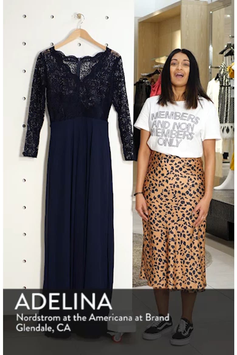 Long Sleeve Lace & Chiffon A-Line Gown video