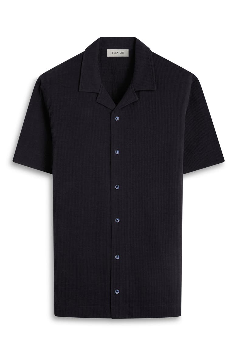 Seersucker Camp Shirt, Alternate, color, BLACK