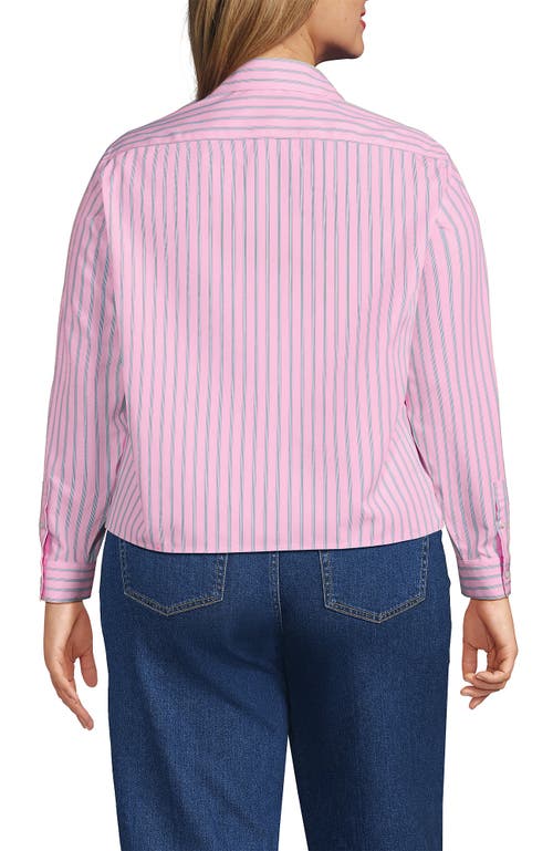 Lands' End Plus Size No Iron Boxy Cropped Shirt In Pink