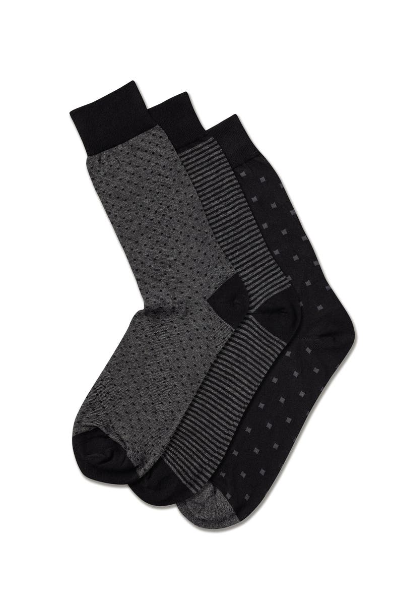 Charles Tyrwhitt Cotton Rich 3 Pack Socks, Main, color, Black & Grey
