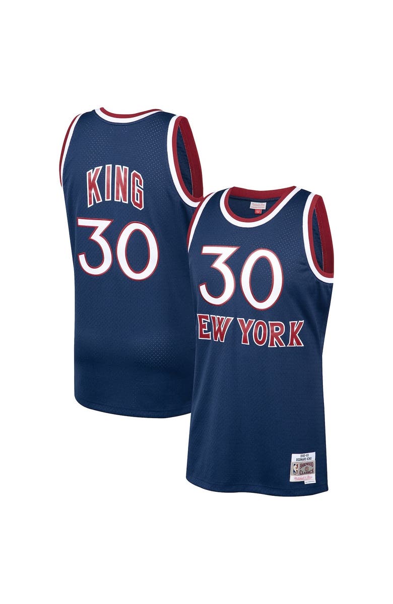 Mitchell & Ness Men's Mitchell & Ness Bernard King Navy New York Knicks 1982-83 Hardwood Classics Swingman Jersey, Alternate, color,