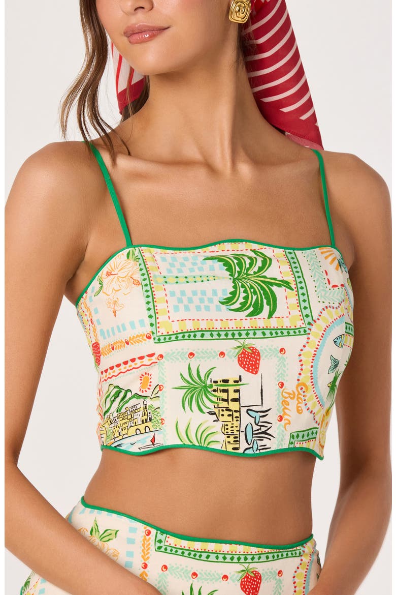Heidi Mixed Print Crop Top, Main, color, GREEN YELLOW FARM