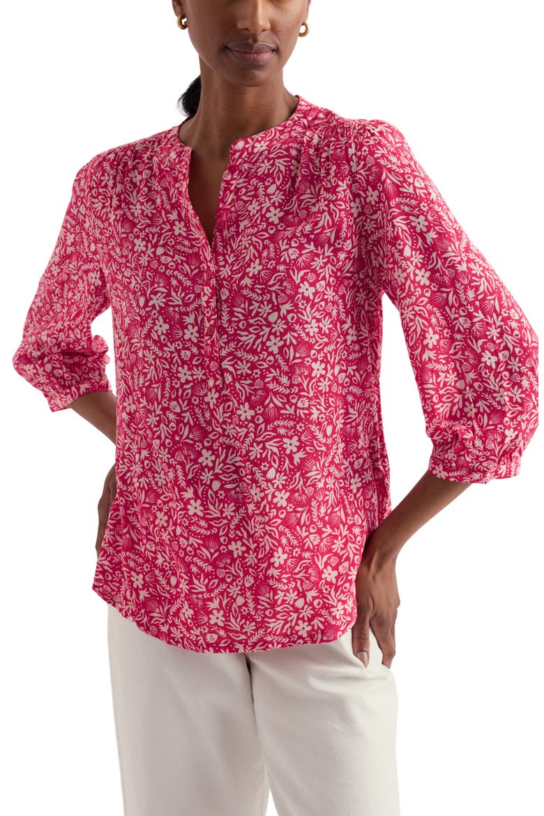 Willow Path Floral Print Popover Top, Main, color, PROTEA DITSY BRIGHT RADISH