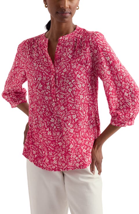 Willow Path Floral Print Popover Top