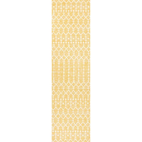 Jonathan Y Ourika Moroccan Geometric Textured Weave Indoor/outdoor Area Rug In Yellow/cream