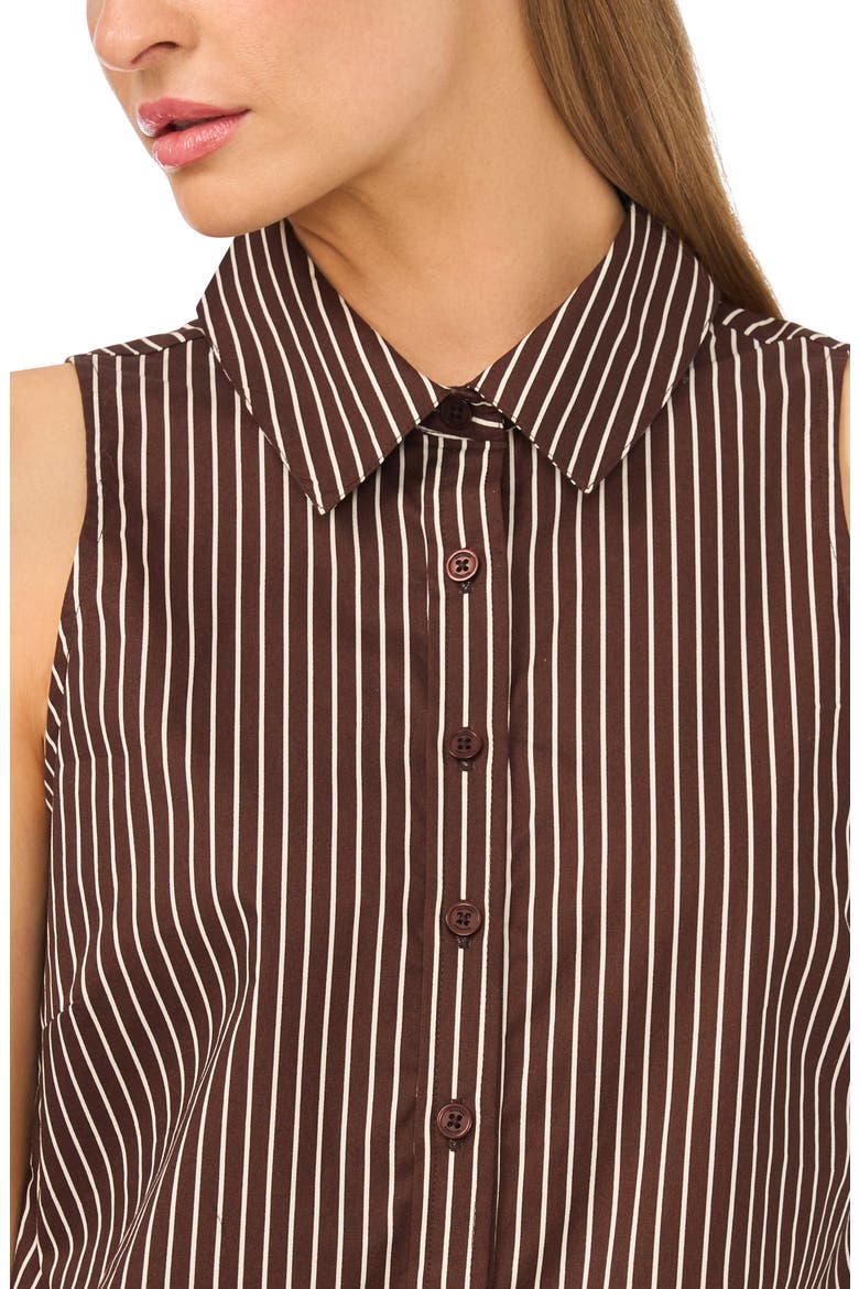 Striped Sleeveless Button-Up Shirt, Alternate, color, CHICORY COFFEE