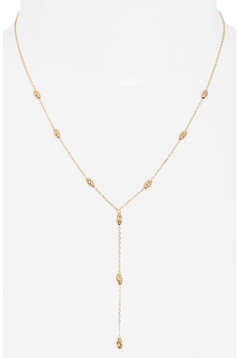18K Gold Plate Sterling Silver Station Y-Necklace, Alternate, color, GOLD