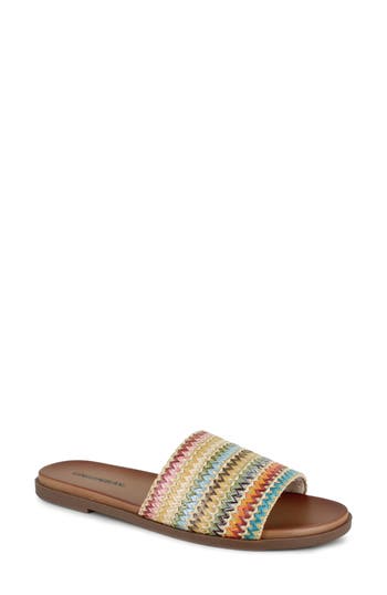 Unionbay Renee Slide Sandal In Natural Multi Raffia