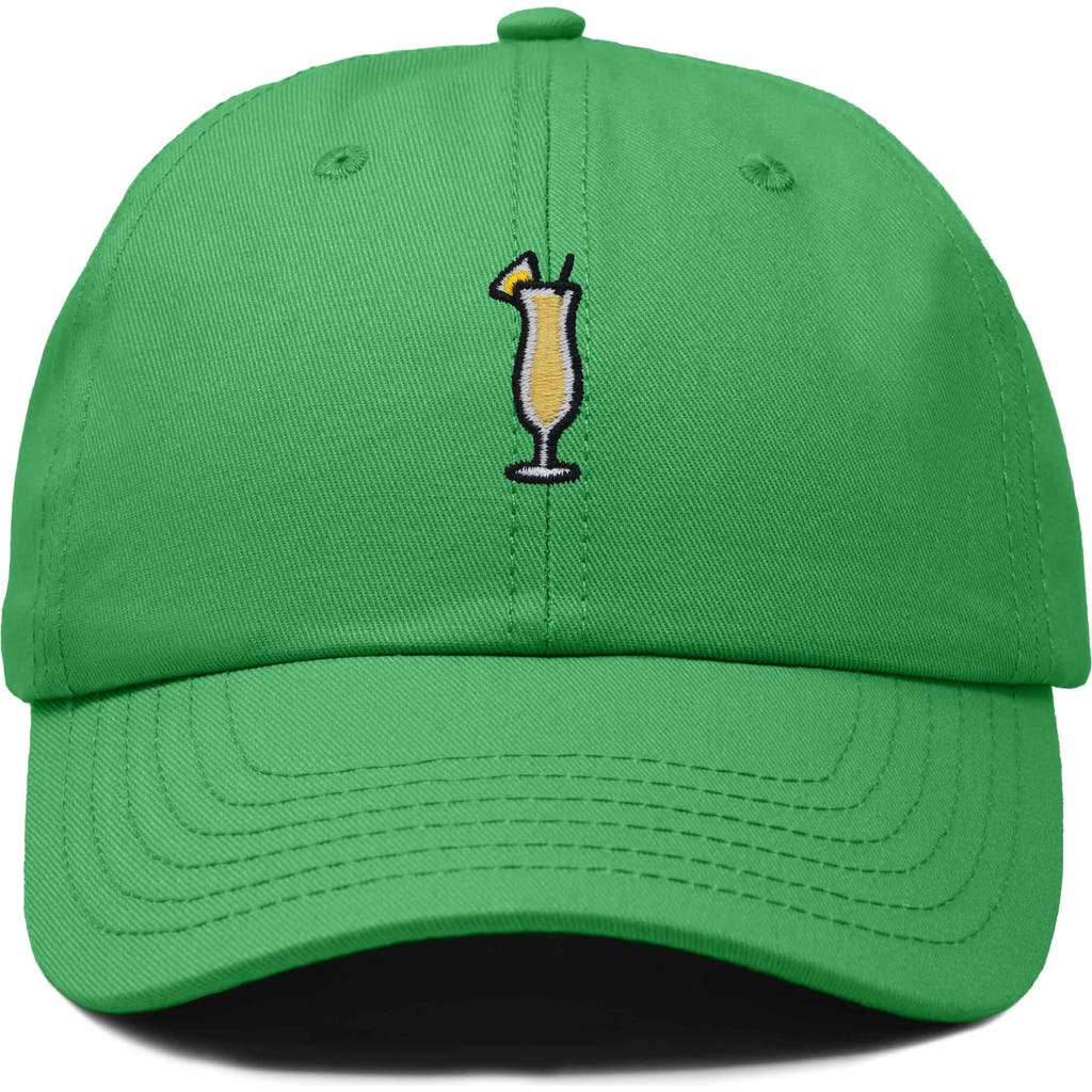 Dalix Pina Colada Embroidered Dad Cap In Kelly Green