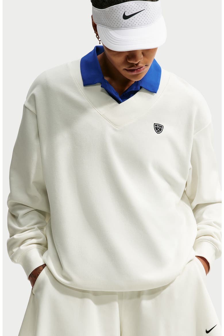 Fairway V-Neck Long Sleeve Top, Alternate, color, SAIL/ WHITE