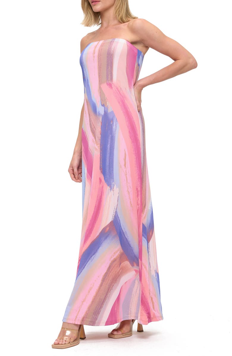 O.L. Printed Strapless Maxi Dress, Alternate, color, Pink Multi