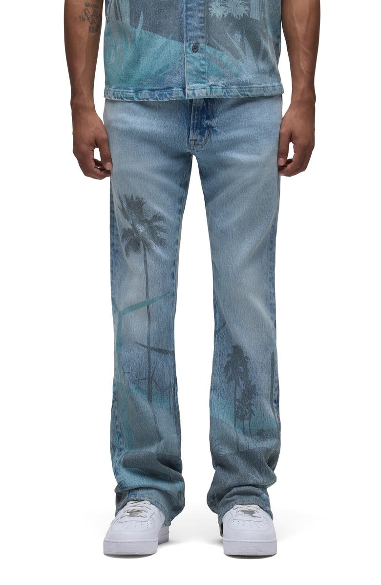 Hudson Jeans Walker Laser Print Kick Flare Jeans, Main, color, Spring Break