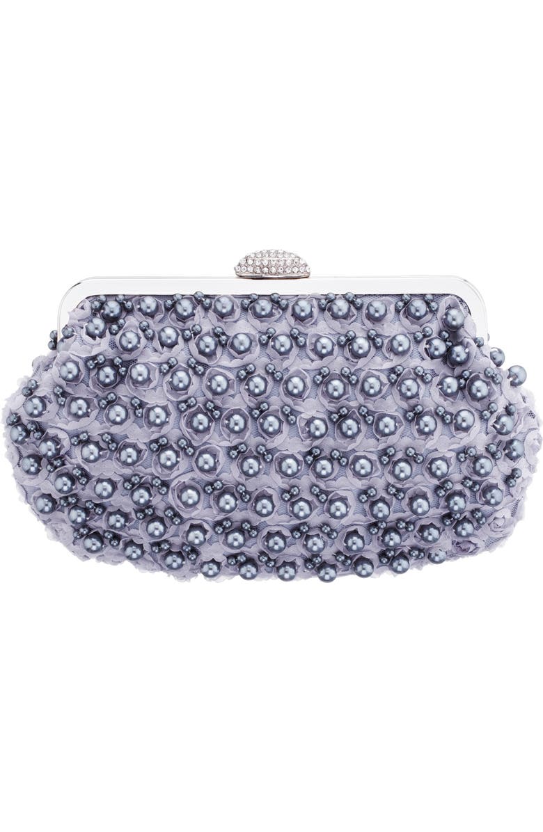 Nina Pearl & Chiffon Frame Clutch, Main, color,