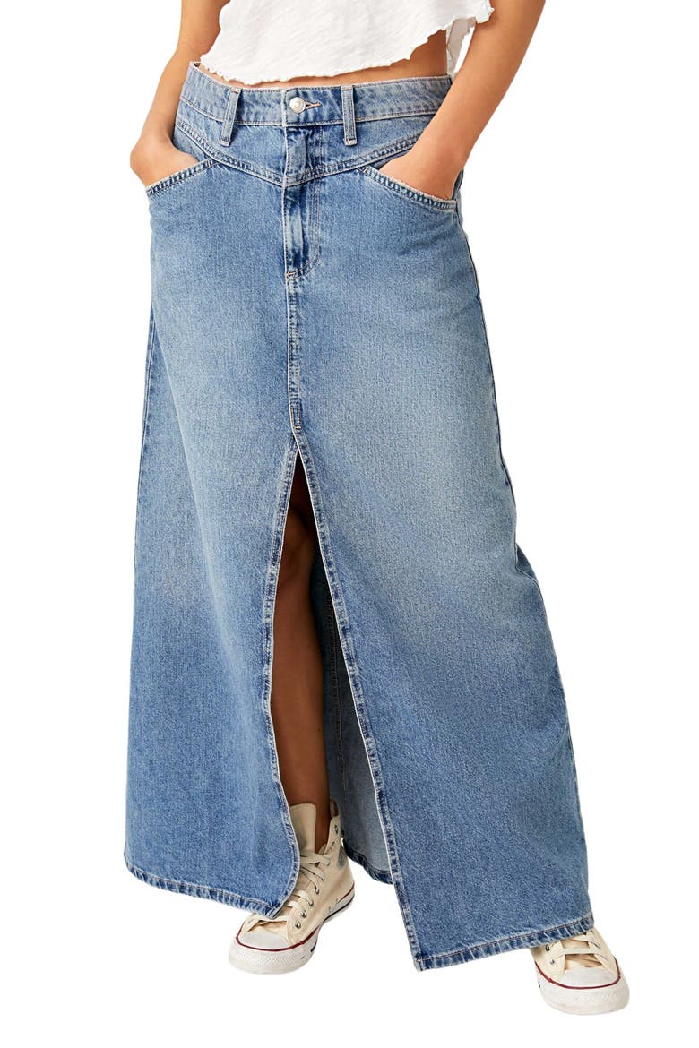 Come as You Are Denim Maxi Skirt, Main, color, SAPPHIRE BLUE SLIT