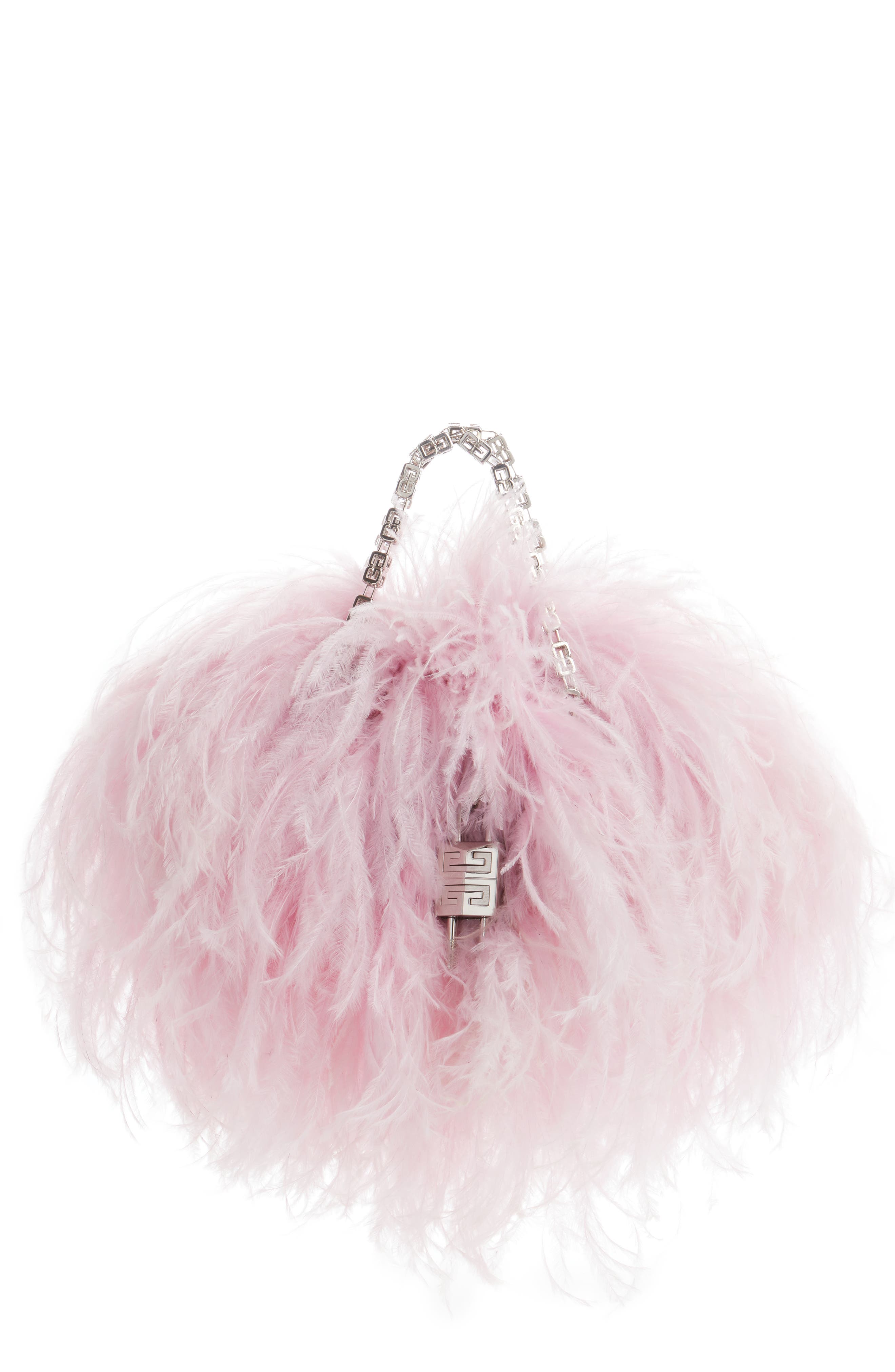 Givenchy Mini Kenny Ostrich Feather Handbag, Main, color, 