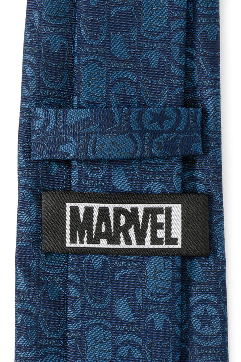 x Marvel Avengers Medallion Silk Blend Tie, Alternate, color, BLUE