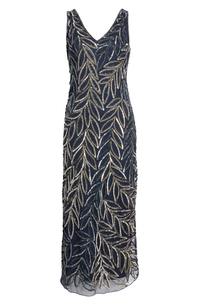 Pisarro Nights Beaded Column Gown, Alternate, color,