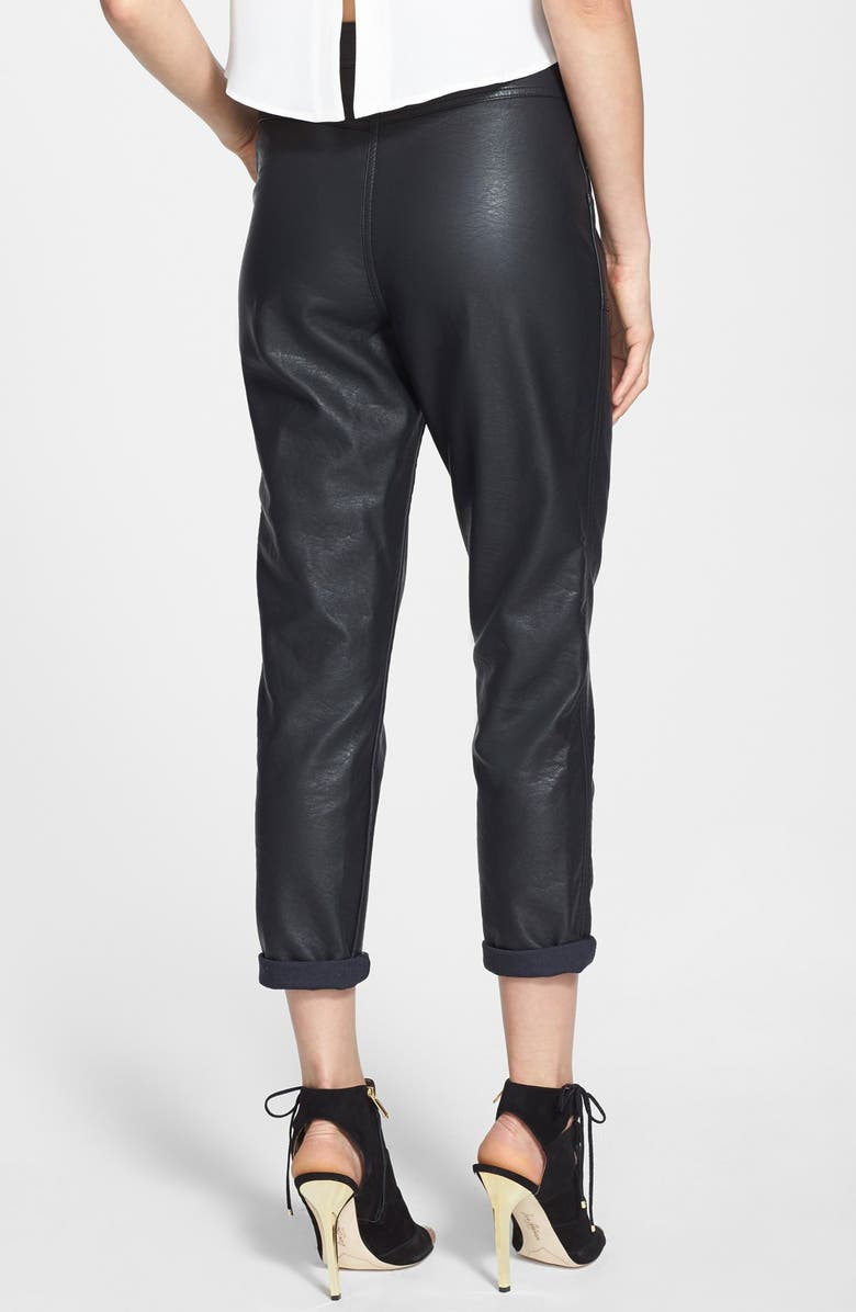 Topshop High Rise Tapered Faux Leather Trousers, Alternate, color, 