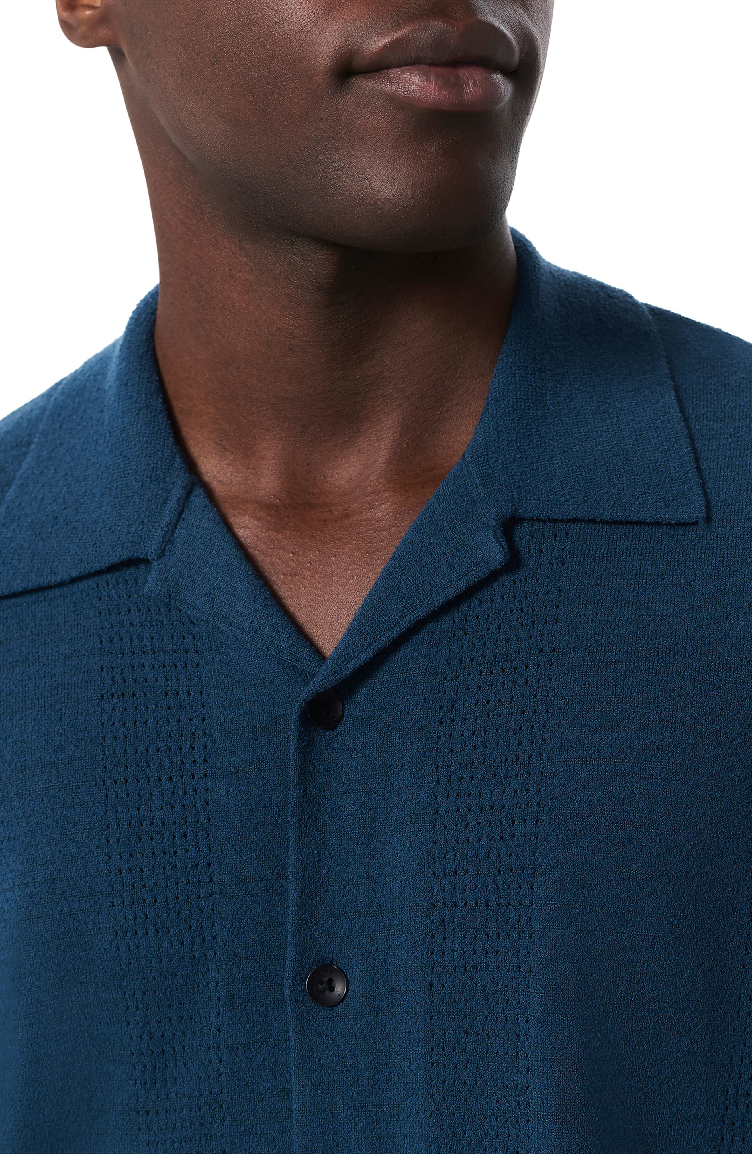 Zuma Pointelle Short Sleeve Knit Camp Shirt - image 2