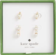 Kate Spade New York crystal & faux pearl stud & hoop earrings set