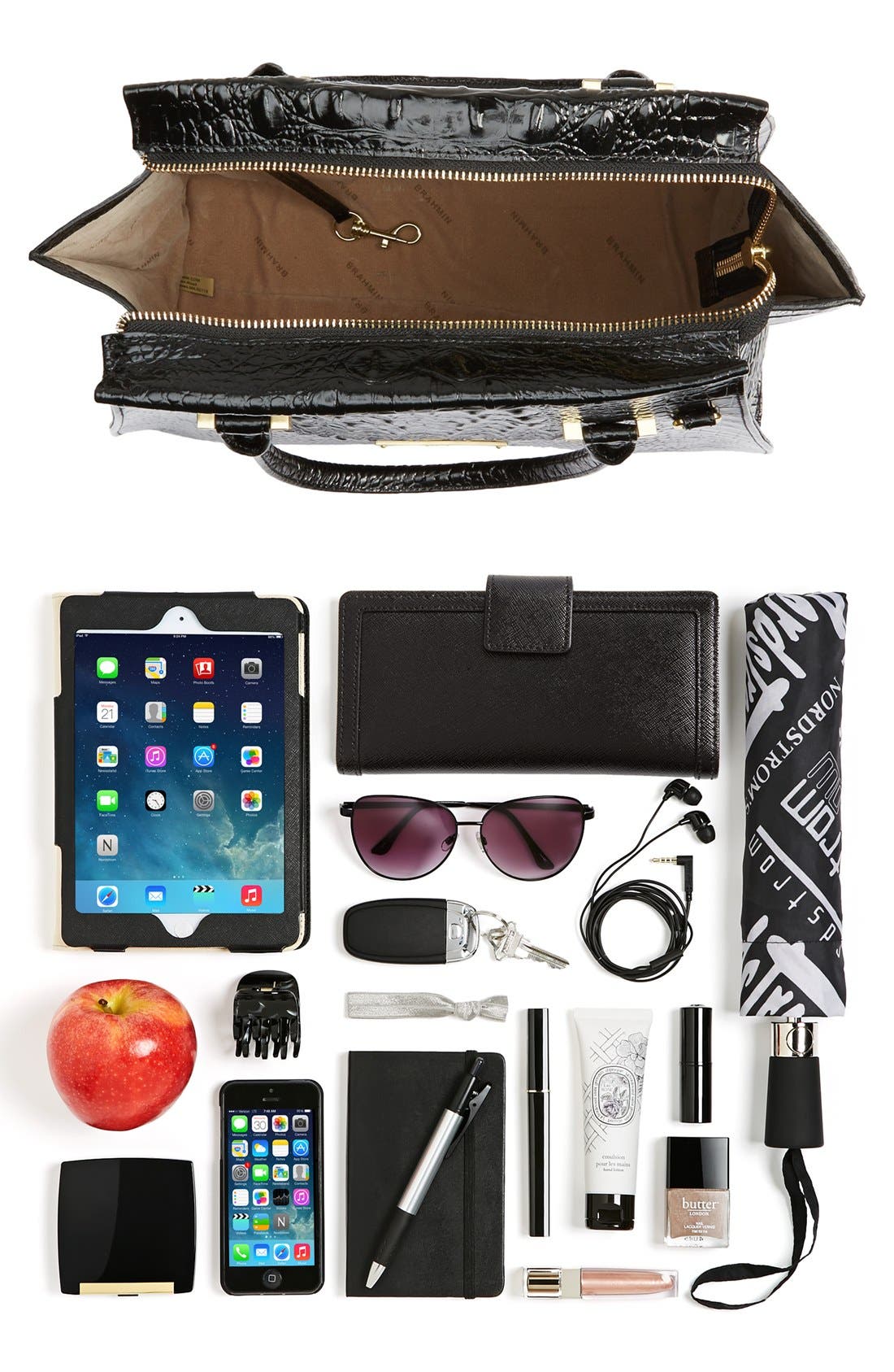 Brahmin 'Priscilla' Croc Embossed Leather Satchel, Alternate, color, 