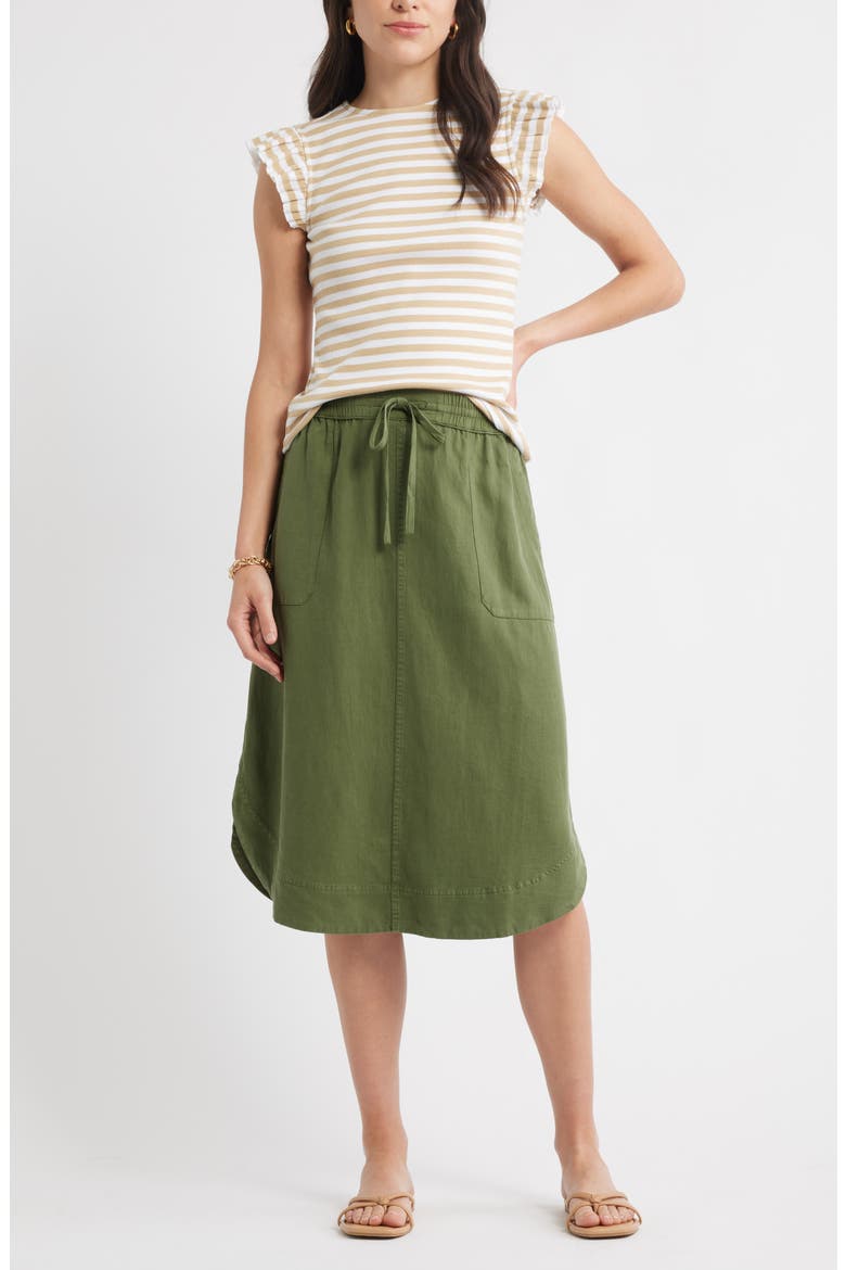 Easy Tencel™ Lyocell & Linen Blend Skirt, Alternate, color, GREEN BRONZE