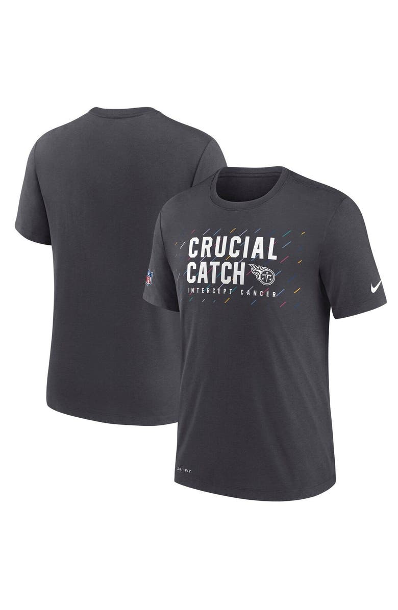 Nike Men's Nike Charcoal Tennessee Titans 2021 NFL Crucial Catch Performance T-Shirt, Main, color, 