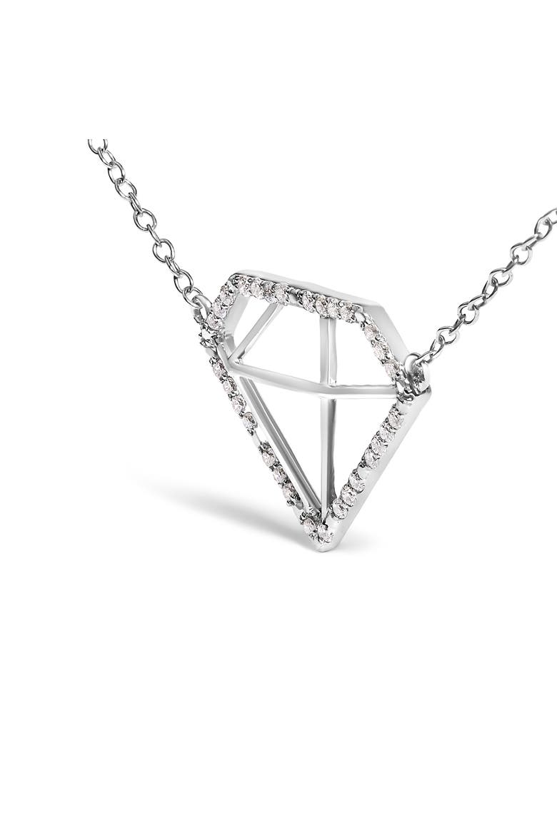 Silver 1/7 Cttw Lab Grown Diamond Diamond Shaped Pendant Necklace, Alternate, color, White