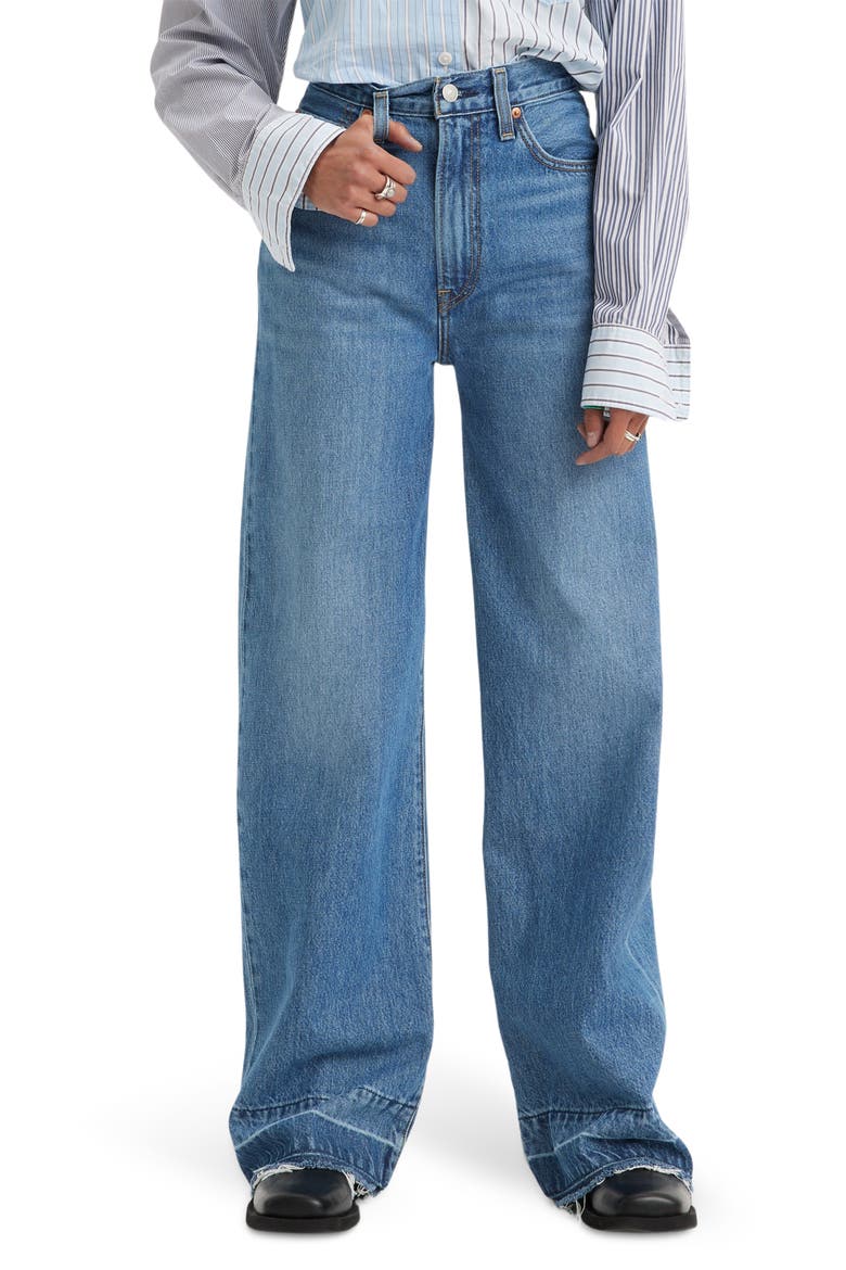 Ribcage Release Hem High Waist Wide Leg Jeans, Main, color, SHES A CUTIE