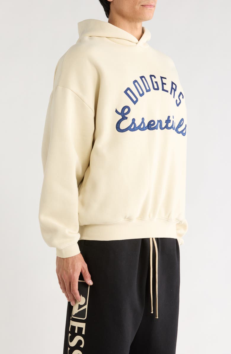 Fear of God Essentials x MLB Dodgers Sport Cotton Blend Graphic Hoodie, Alternate, color, Oat