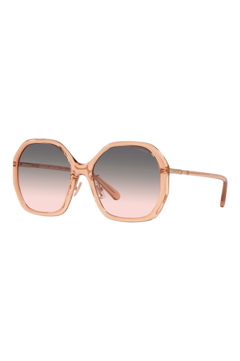 57mm Gradient Round Sunglasses, Alternate, color, TRANSPARENT CHAMPAGNE BROWN