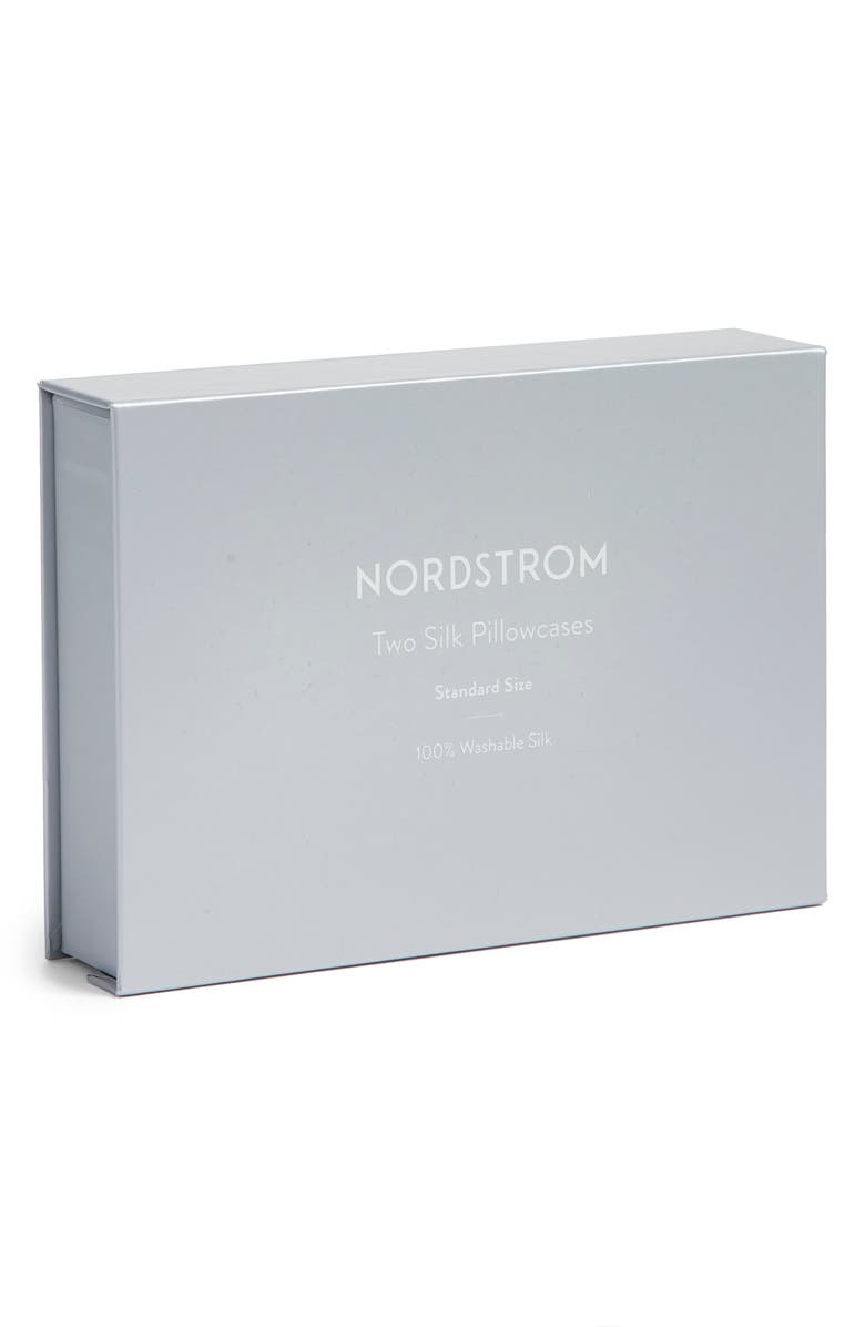 Nordstrom Set of 2 Silk Pillowcases, Alternate, color, Tan Thread