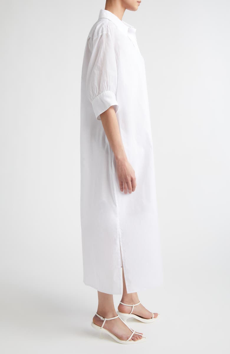 Jil Sander Boxy Puff Sleeve Cotton Poplin Shirtdress, Alternate, color, Optic White