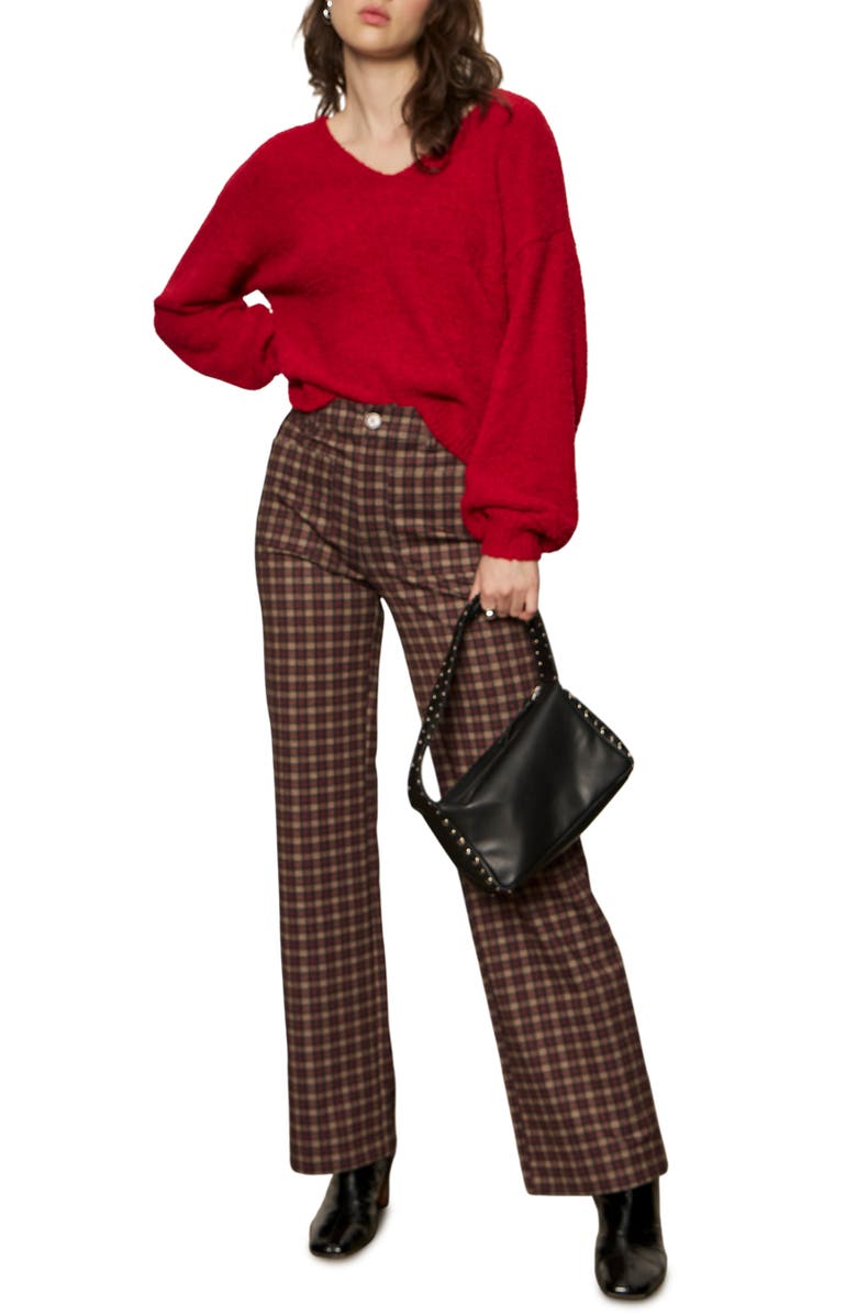 Sanctuary Teddy Fleece V-Neck Sweater, Alternate, color, Cherry Red