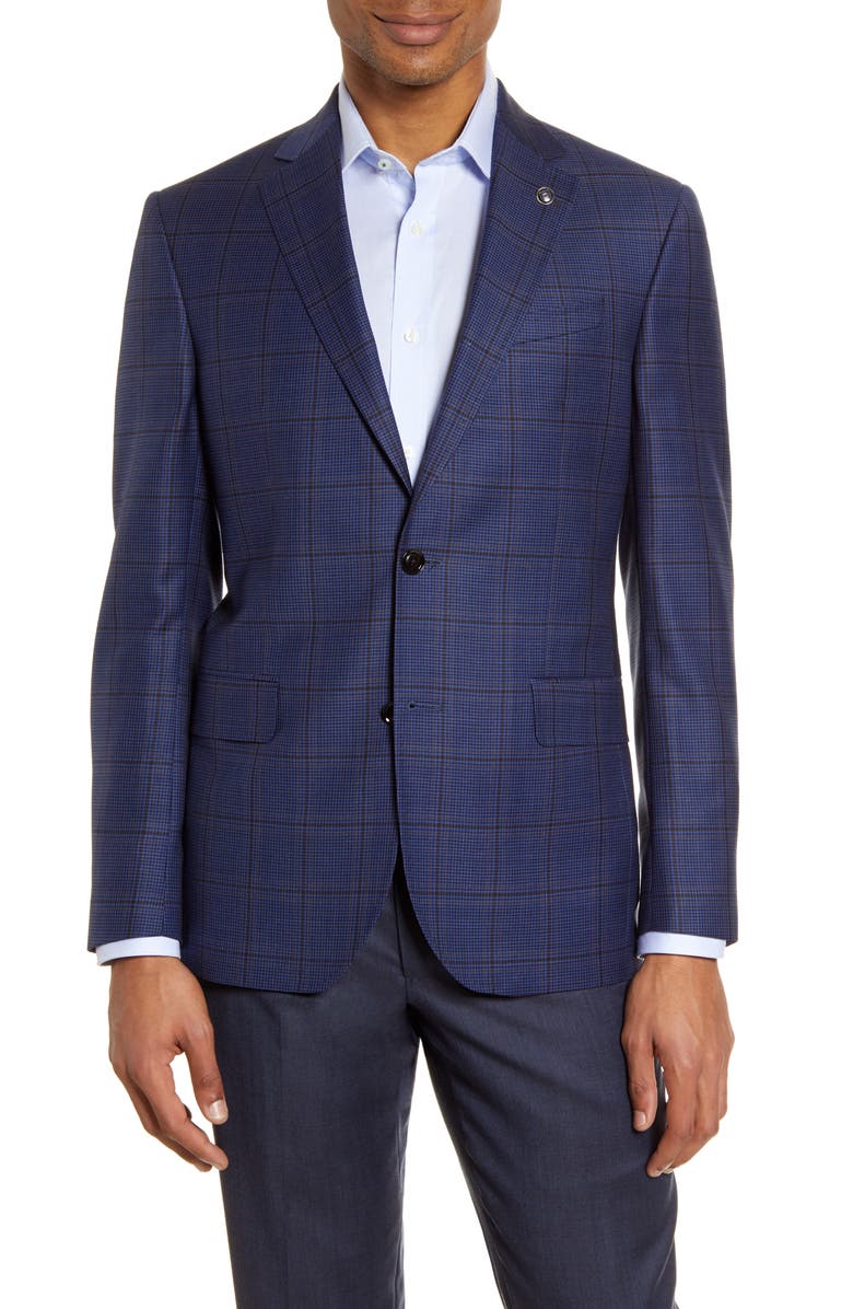 Ted Baker London Jay Trim Fit Houndstooth Wool Sport Coat, Main, color, 