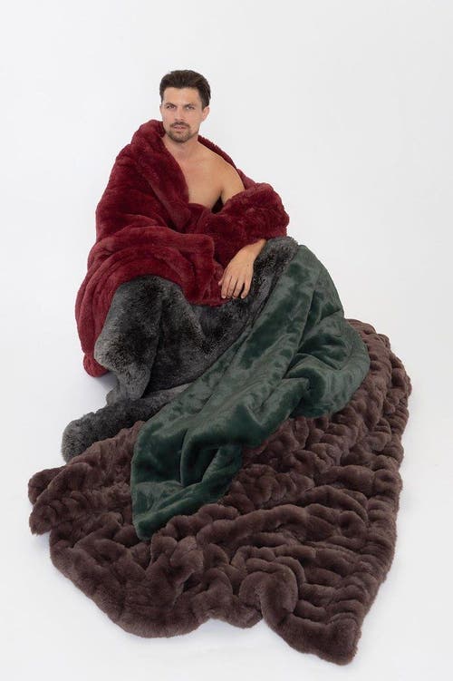 Sea To Me Blankets La Escapade Faux Fur Throw Blanket In Brown