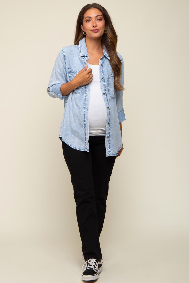 Blue Chambray Rolled Cuff Shirt, Alternate, color, Light Blue