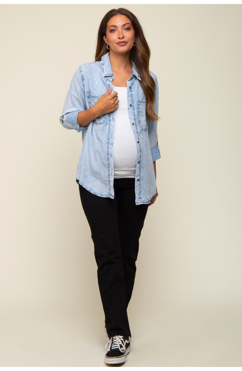 PinkBlush Rolled Cuff Shirt, Alternate, color, Light Blue