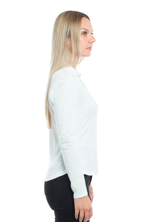 Wilt Clothing Scoop Neck Long Sleeve Polo Tee With Round Hem In Green