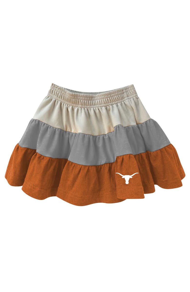 Wes & Willy Girls Toddler Wes & Willy Tan Texas Longhorns Tri-Blend Sleeveless Full-Zip Hoodie & Tiered Skirt Set, Alternate, color, Tan