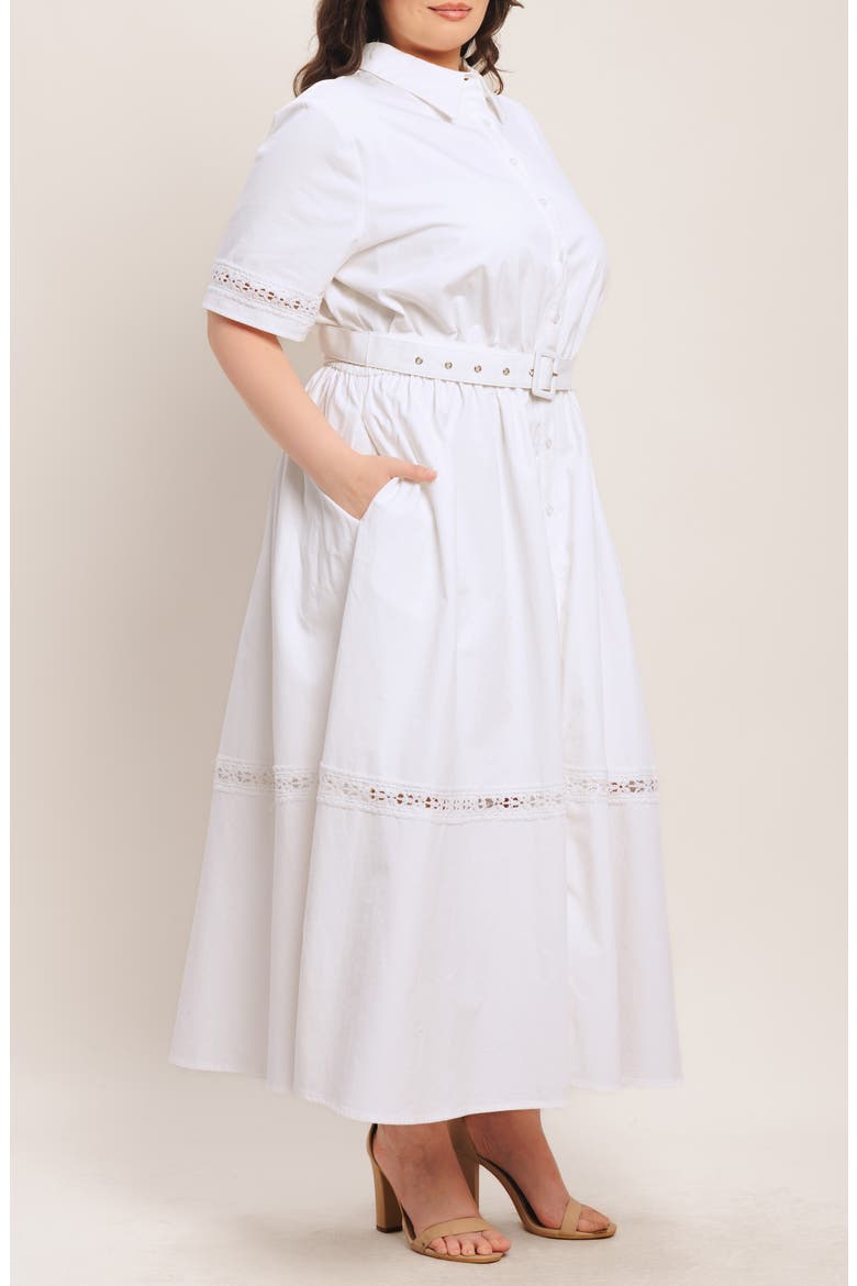 Cotton Belted Shirtdress, Alternate, color, WHITE