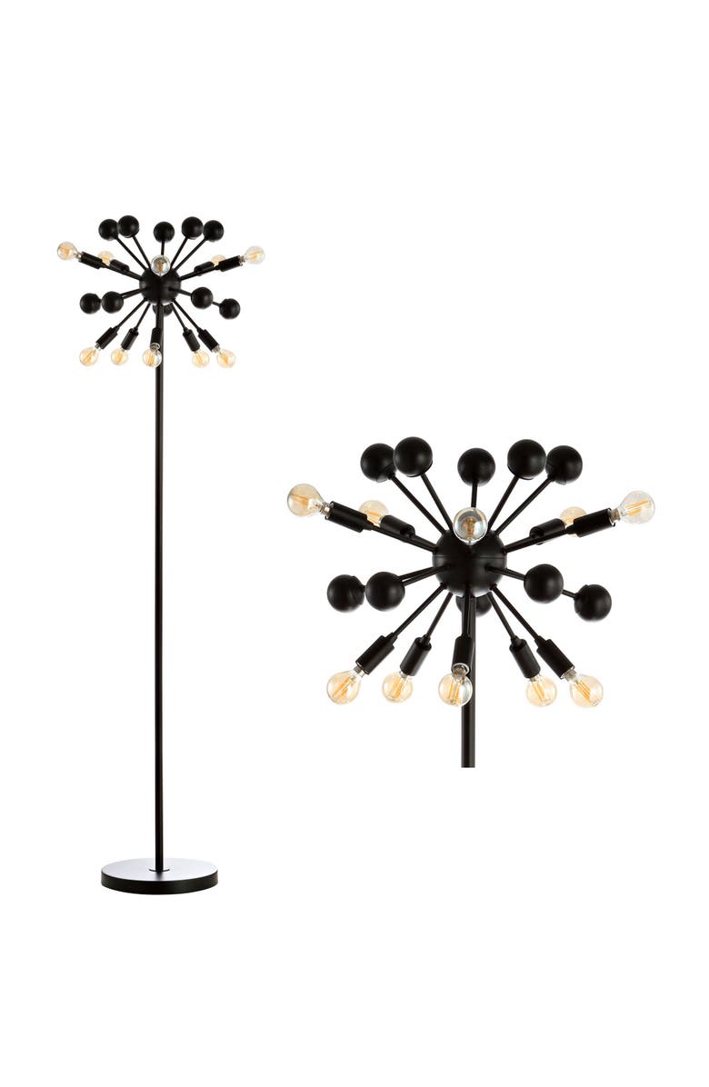 JONATHAN Y Orbit 10-Light 63" Modern Sputnik Metal LED Floor Lamp, Black, Main, color, Black